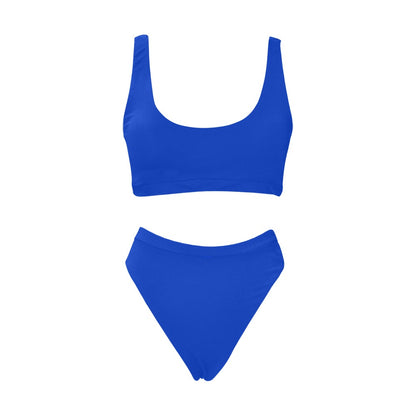 Royal Blue Bikini Set, High Waisted Solid Color Sexy Sport Top 90s Bikini Cheeky Bottom Swimsuit Swimwear Bathing Suit Two Piece Starcove Fashion