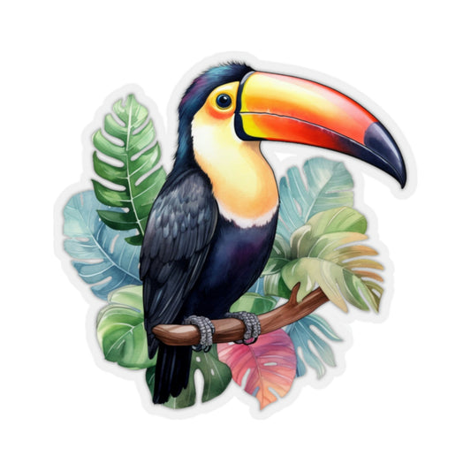 Toucan Sticker, Tropical Leaves Bird Animal Laptop Decal Vinyl Cute Waterbottle Tumbler Car Waterproof Aesthetic Die Cut Wall Mural Starcove Fashion