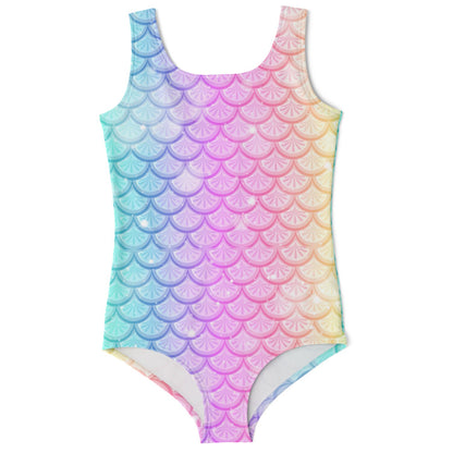 Rainbow Mermaid Little Girl Kids Swimsuits w Liner (2T - 7), Ombre Tie Dye Scales Toddler One Piece Bathing Suit Swimming Swim Swimwear Starcove Fashion