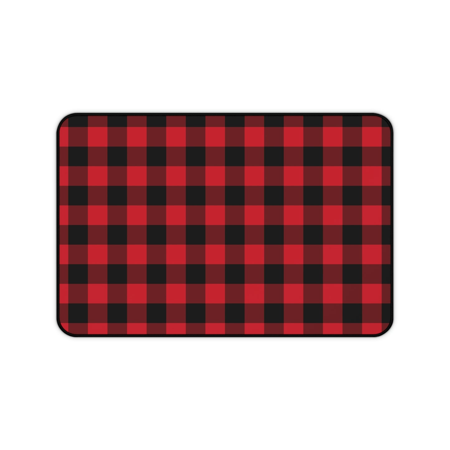 Red Black Buffalo Plaid Desk Mat, Check Checkered Holiday Large Small Wide Gaming Keyboard Mouse Unique Laptop Pad