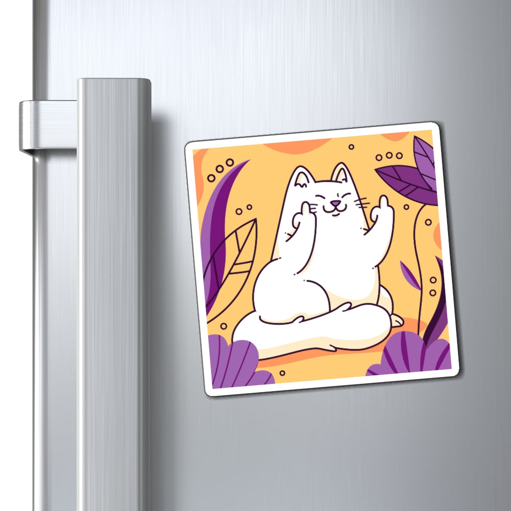 Rude Cat Middle Finger Magnet, Animal Cute You Square Fridge Refrigerator Car Locker Funny Kitchen Cat Lover Gift Starcove Fashion