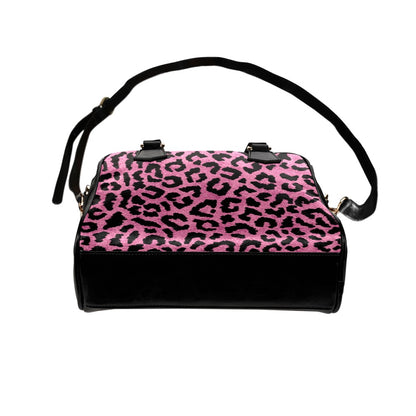 Pink Leopard Purse, Animal Print Cheetah Cute Small Shoulder Bag High Vegan Black Leather Women Crossbody Designer Handbag Bag