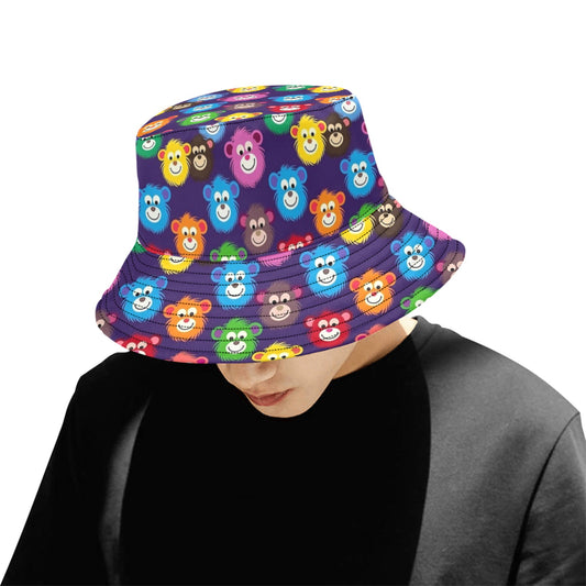 Monkey Bucket Hat, Golf Cool Retro Vintage Animal Summer Festival Cute Women Men Designer Beach Sun Shade Y2K Twill
