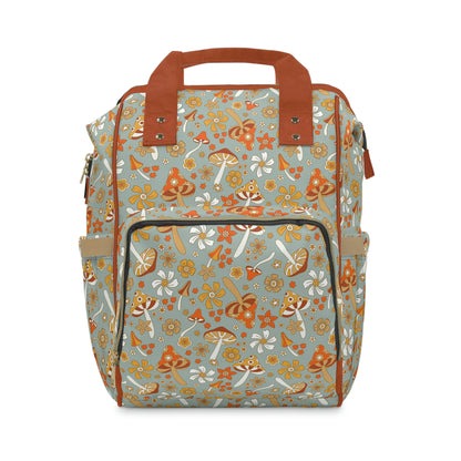 Mushroom Diaper Bag Backpack, Cottagecore Baby Girl Waterproof Insulated Pockets Stylish Mom Designer Men Women Multipurpose