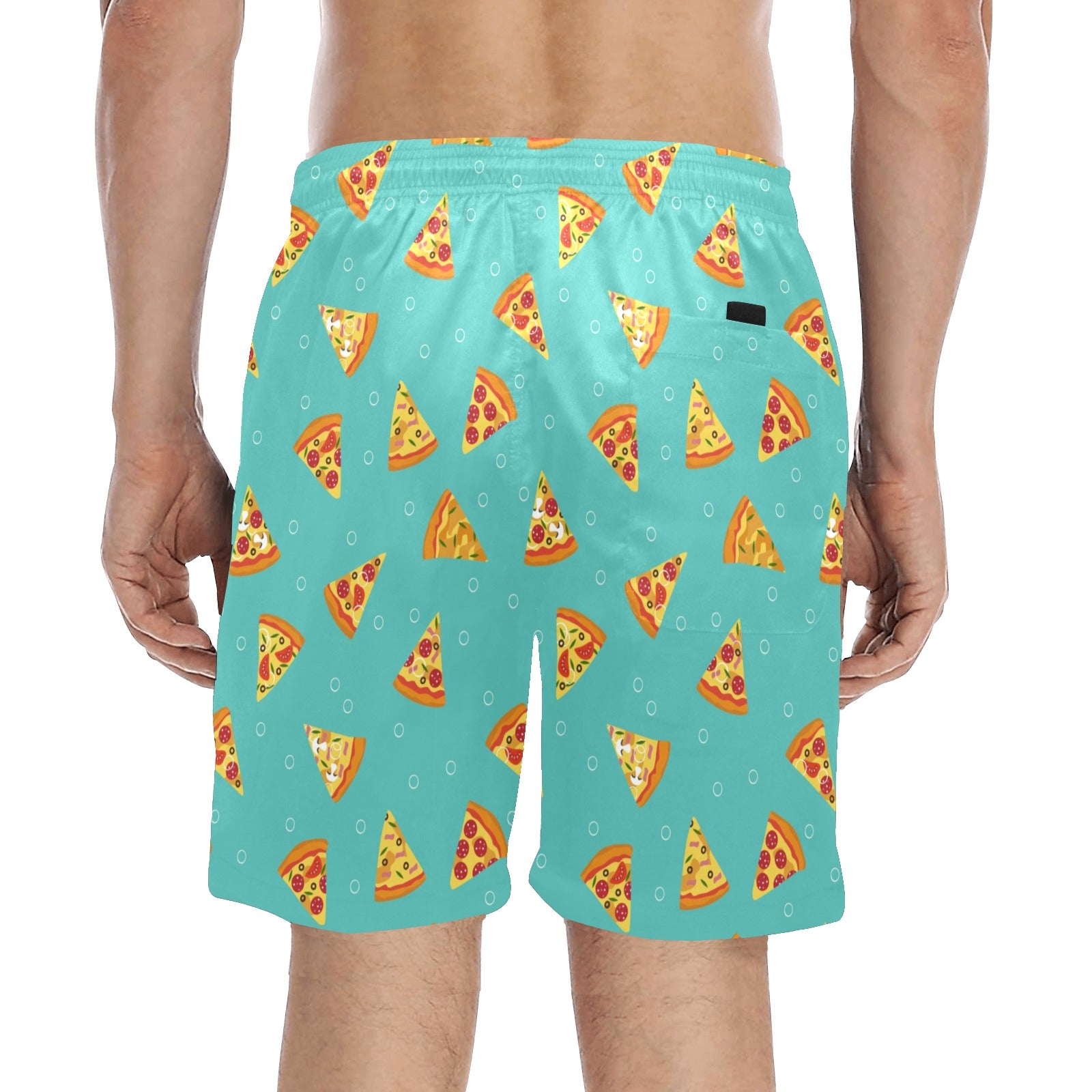 Pizza Men Mid Length Shorts, Funny Food Beach Swim Trunks Front and Back Pockets Mesh Drawstring Boys Casual Bathing Suit Summer Starcove Fashion