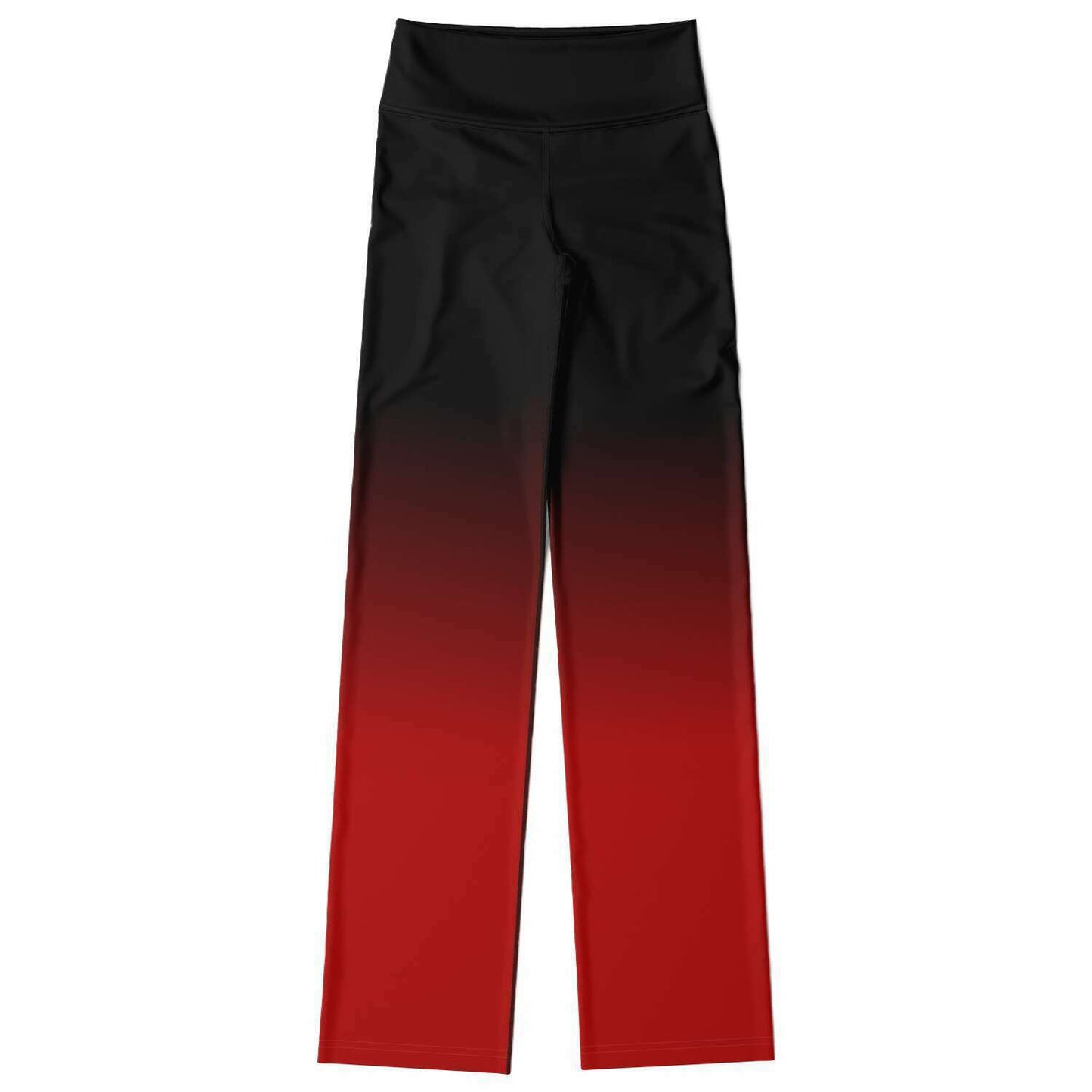 Black Red Ombre Flared Leggings, Tie Dye Printed High Waisted Yoga Designer with Pockets Stretch Workout Sexy Flare Pants Starcove Fashion