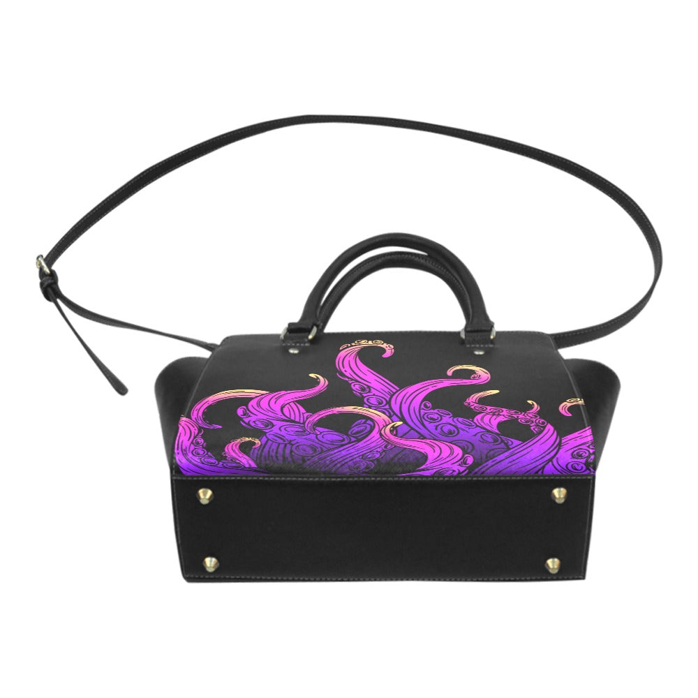 Octopus Tentacles Purse Handbag, Cute Ocean Marine High Grade Vegan Leather Designer Women Gift Satchel Top Zip Handle Bag Shoulder Strap Starcove Fashion