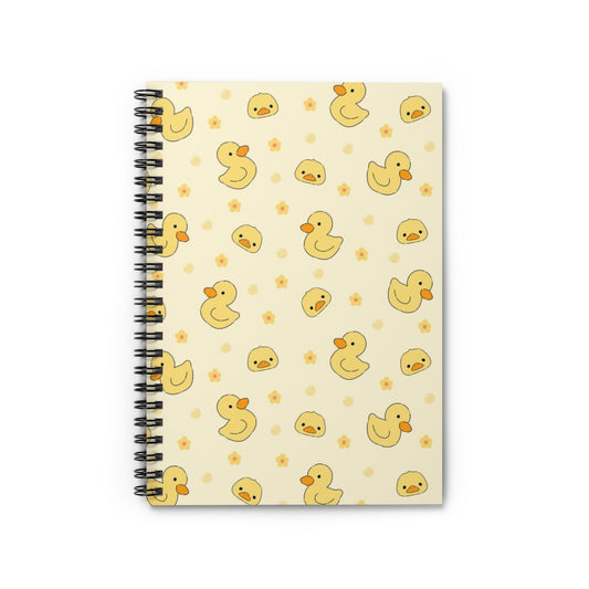 Cute duck Spiral Notebook, Yellow Animal Pattern Design Journal Traveler Notepad Ruled Line Book Paper Pad Work Aesthetic Gift