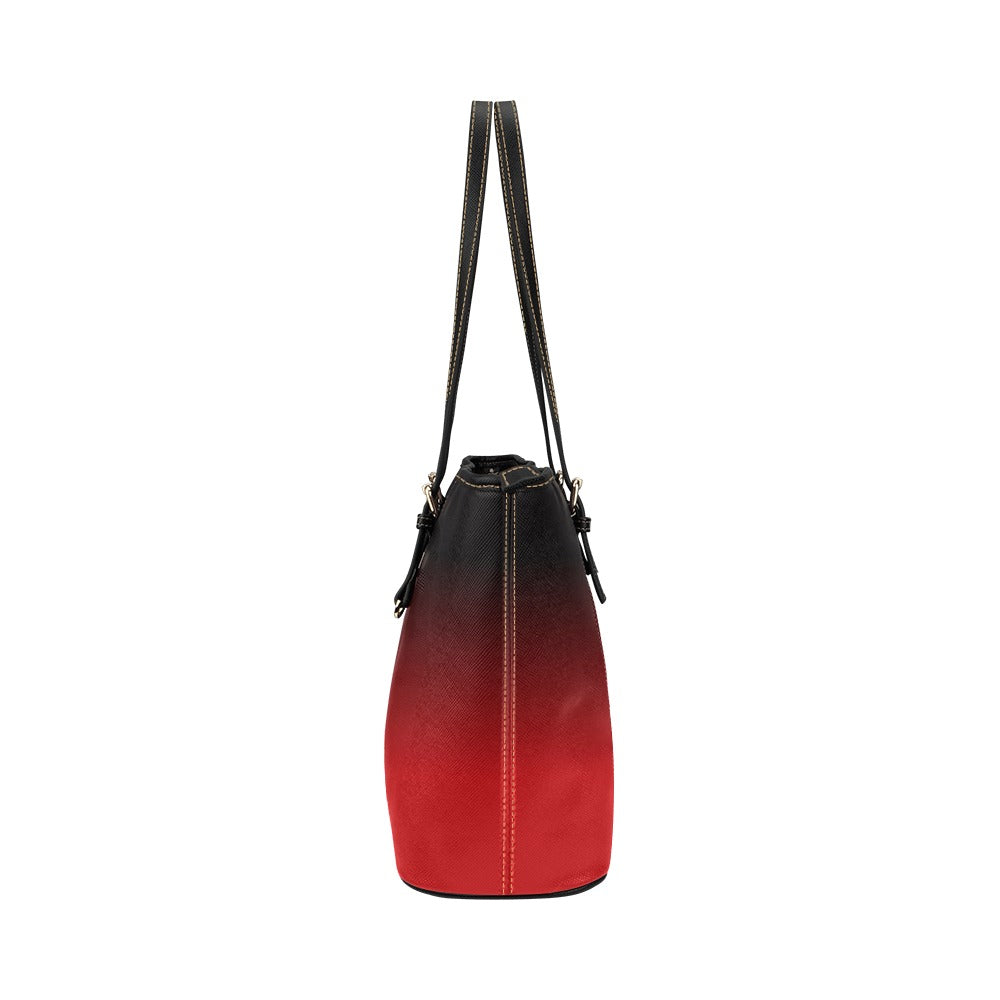 Red Black Ombre Tote Bag Purse, Vegan Leather Print Small Large Handbag Zip on Top Designer Handmade Shoulder Ladies Women