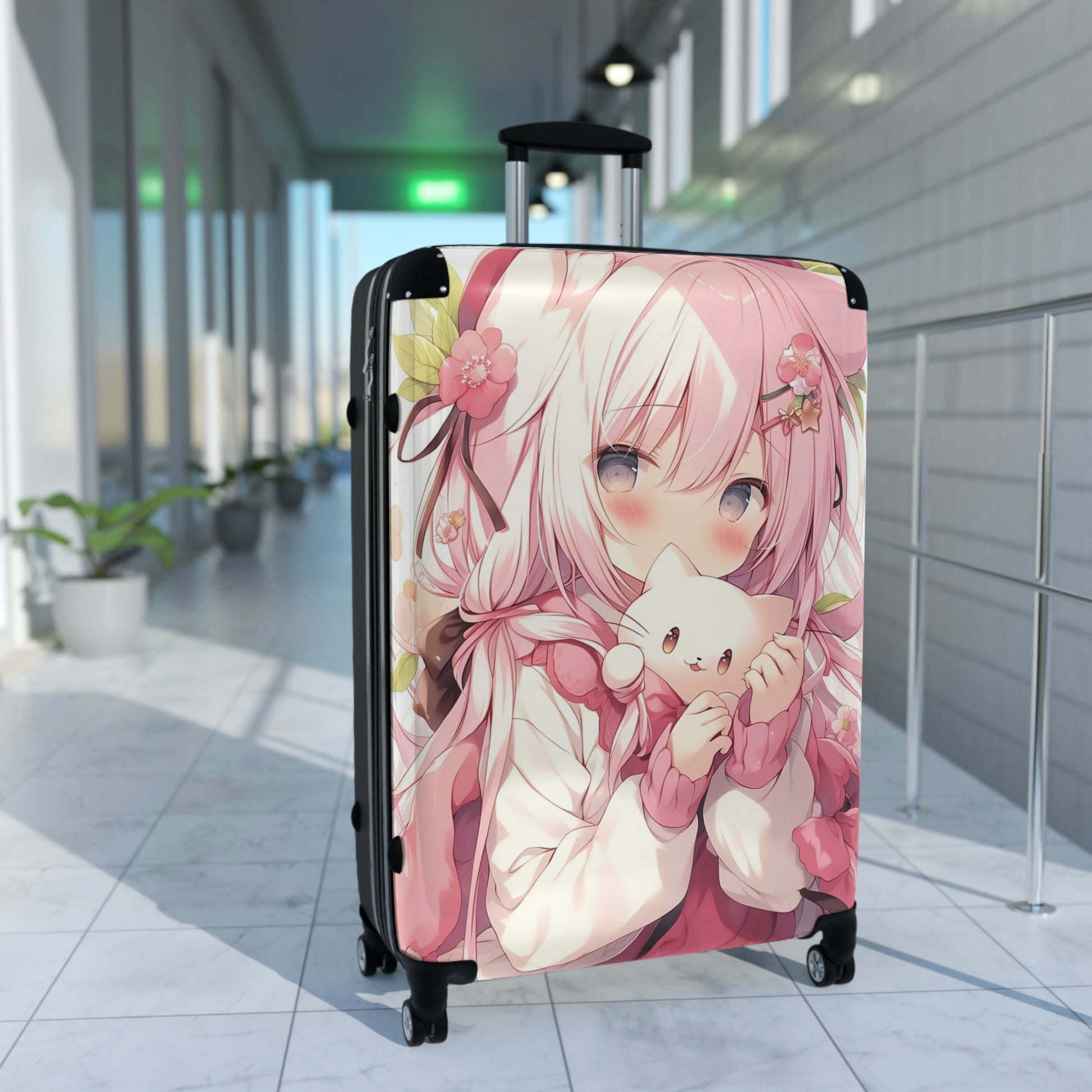 Kawaii Cats Suitcase Chibi Gift for Traveler Travel Accessories Kawaii  Luggage Kawaii Gift Idea Cute Suitcase for Anime Kittens 