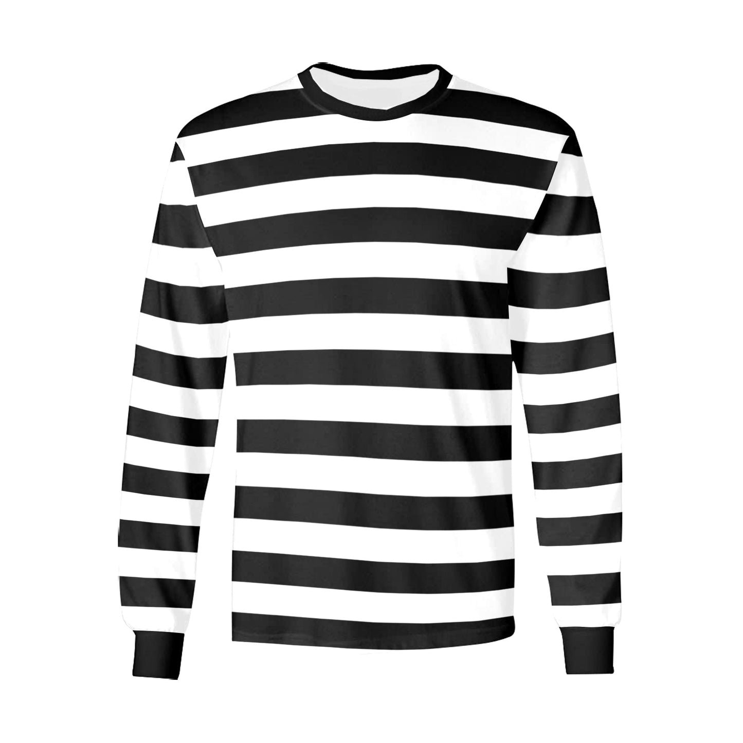 Black White Men Long Sleeve Striped TShirt, Graphic Vintage Retro Stripes Crewneck Unisex Women Designer Tee Starcove Fashion