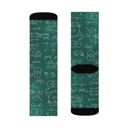 Math Socks, Science Teacher Mentor Chalkboard Formulas Mathematics Algebra 3D Sublimation Socks Men Women Green Crazy Cool Tutor Gift Starcove Fashion
