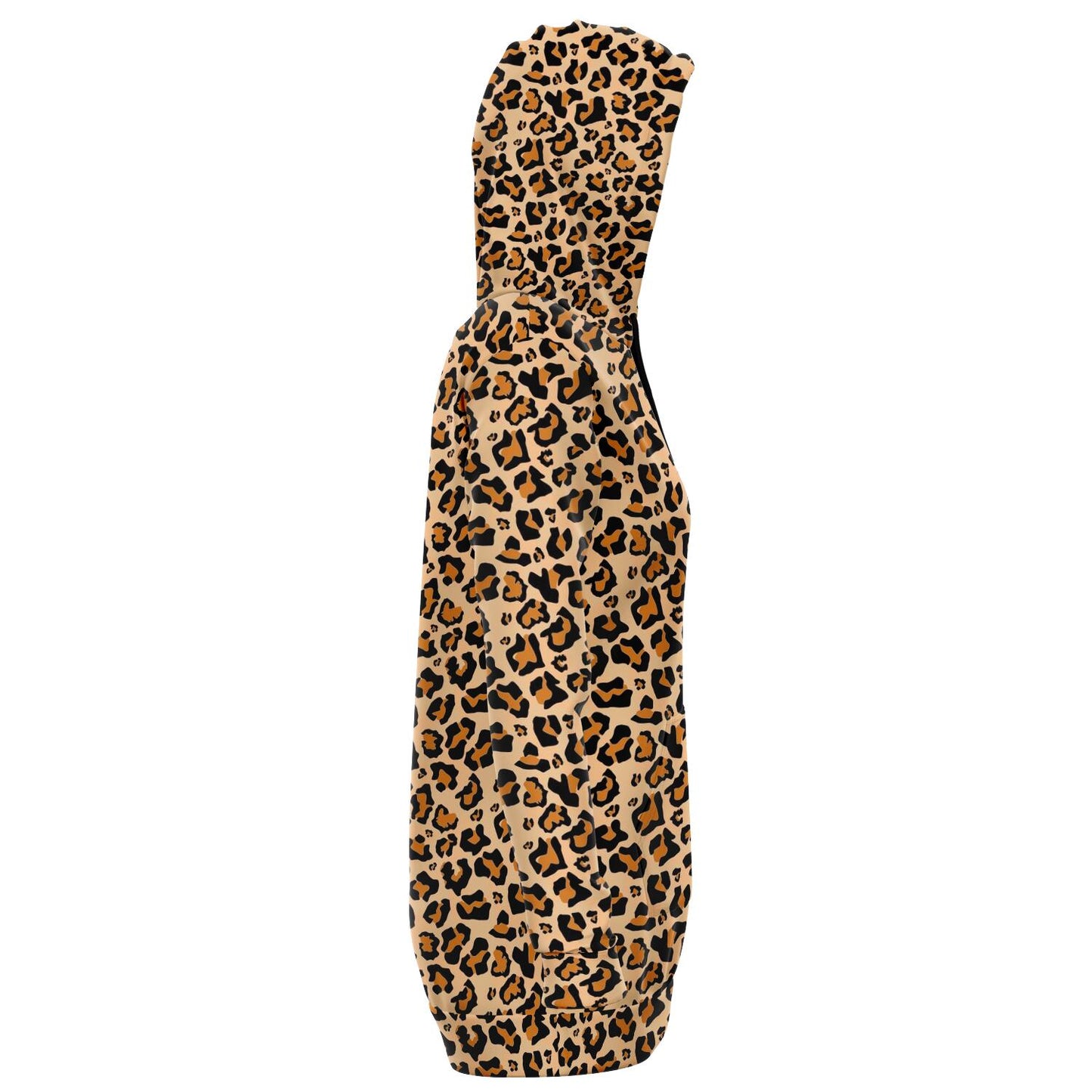 Leopard Hoodie Dress, Animal Print Cheetah Long Sleeve Sexy Winter Hooded Sweatshirt Dress with Pockets Starcove Fashion