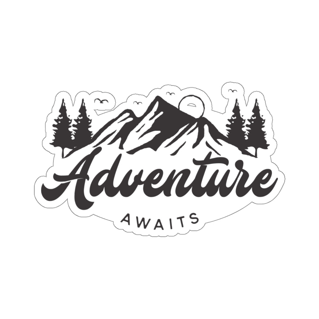 Adventure Mountain Sticker, Nature Awaits Hiking Laptop Decal Vinyl Cute Waterbottle Tumbler Car Bumper Aesthetic Die Cut Wall Mural Starcove Fashion