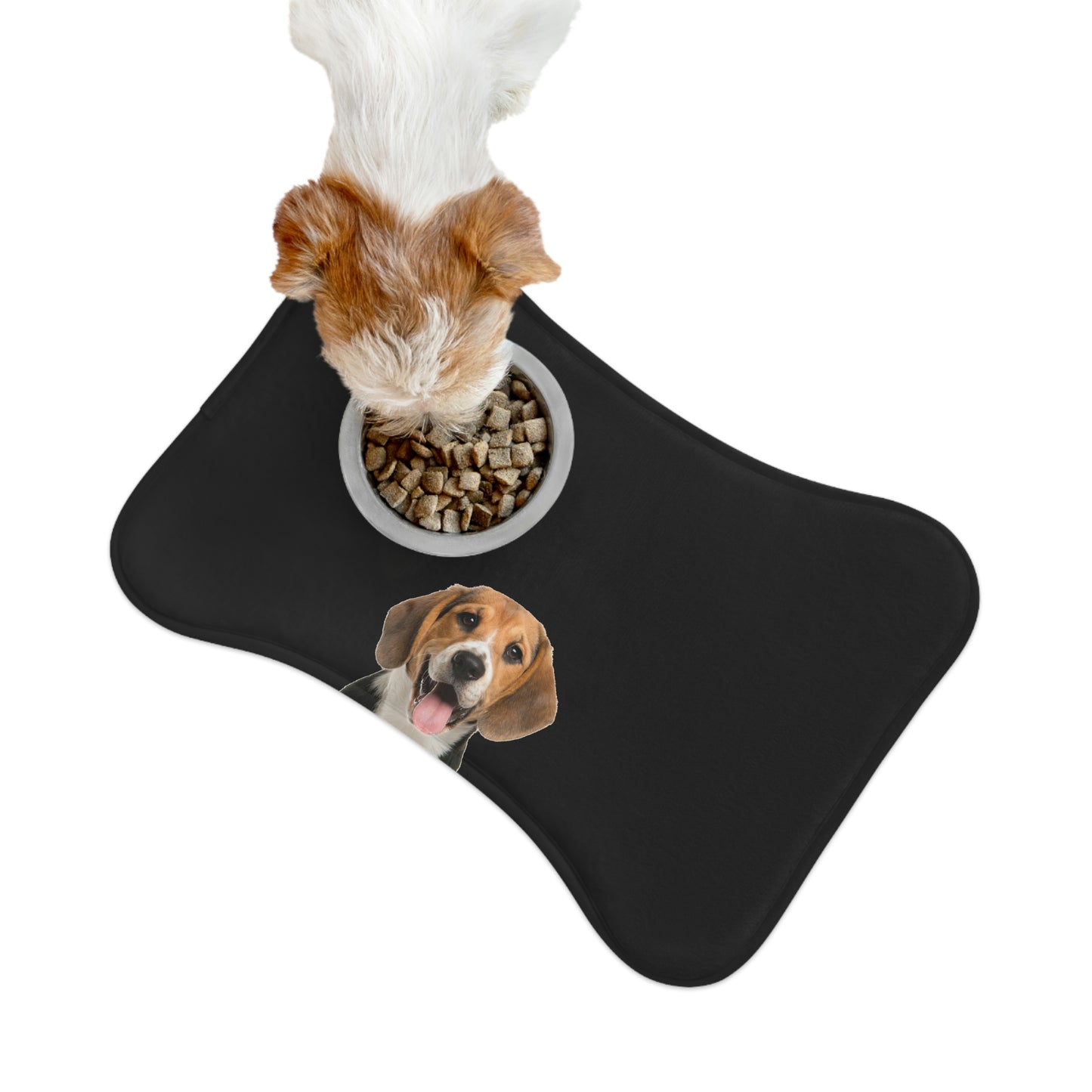 Custom Photo Dog Food Mat, Personalized Pet Mat Bowl Feeding New Puppy Dish Small Large New Pet Portable Bone shape Placemat Starcove Fashion