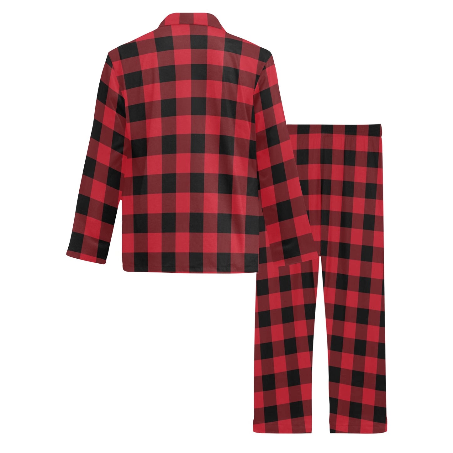 Red Buffalo Plaid Men Pajama Set, Guys 2 Piece Pants Top PJ Checkered Winter Christmas Holiday Plaid Xmas Check Cozy Sleep Sleepwear Gift