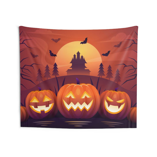 Halloween Backdrop Tapestry, Pumpkins Party Landscape Indoor Wall Art Hanging Large Small Decor Home College Dorm Room Gift Starcove Fashion
