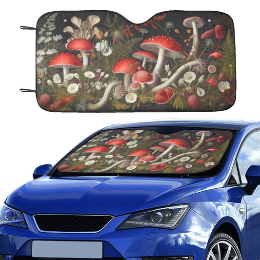 Red Mushroom Car Sunshade, Magic Windshield Cottagecore Accessories Auto Protector Front Window Visor Solar Screen Decor Universal Blocker