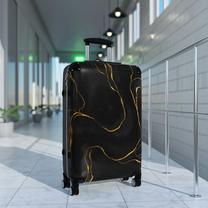 Black Marble Suitcase Luggage, Print Carry On With 4 Wheels Cabin Travel Small Large Set Rolling Spinner Lock Designer Hard Shell Case