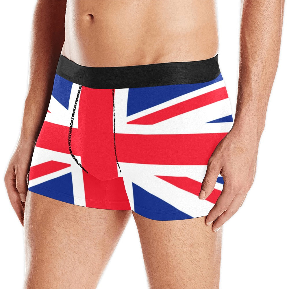 Union Jack Flag Men Boxer Briefs, England UK United Kingdom Him Print Underwear Pouch Sexy Boyfriend Plus Size Gift Male Honeymoon Birthday