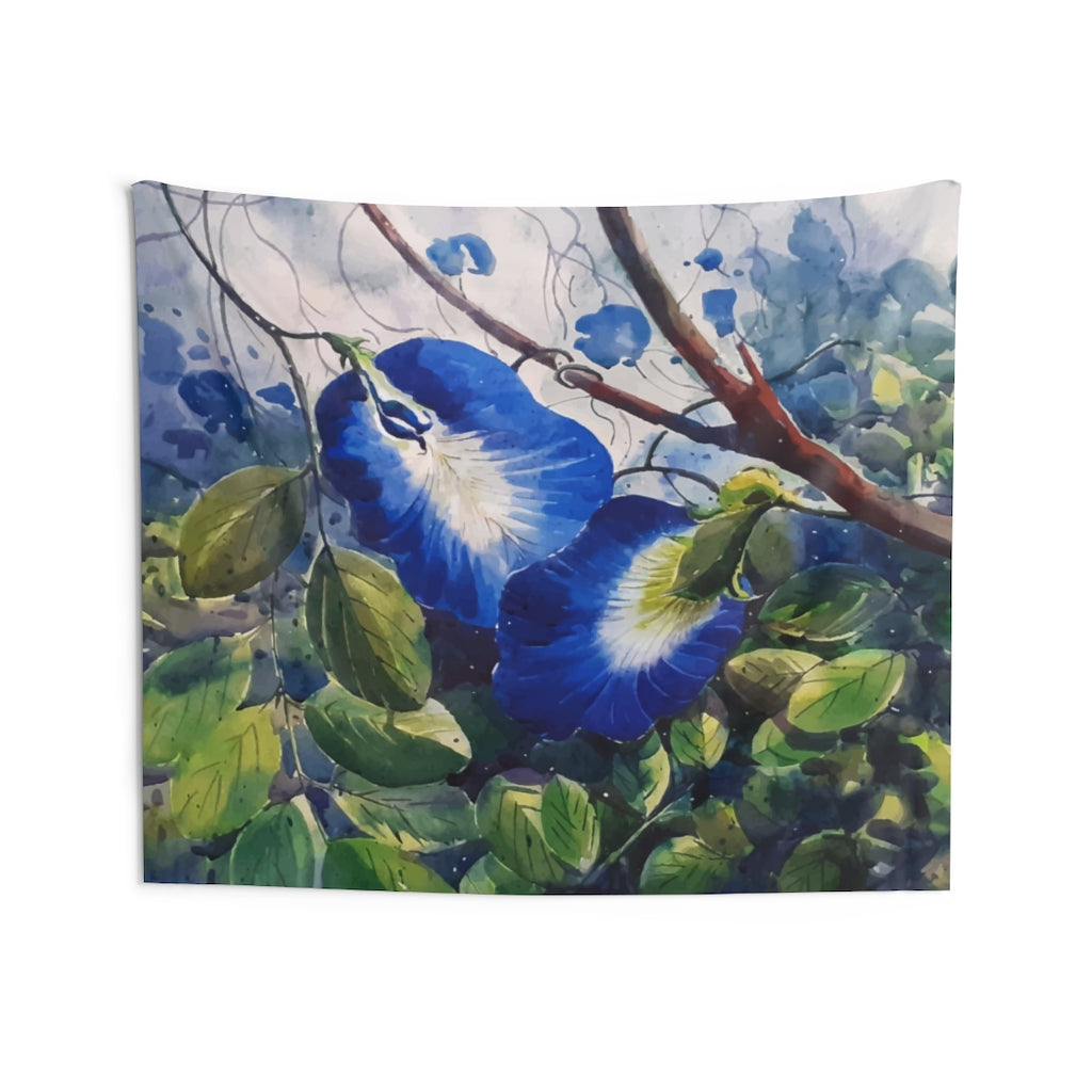 Blue Flower Tapestry, Floral Nature Watercolor Landscape Indoor Wall Art Hanging Tapestries Large Small Decor Home Dorm Room Gift Starcove Fashion