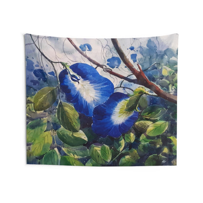 Blue Flower Tapestry, Floral Nature Watercolor Landscape Indoor Wall Art Hanging Tapestries Large Small Decor Home Dorm Room Gift Starcove Fashion