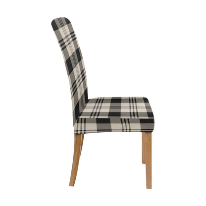 Buffalo Check Dining Chair Seat Covers, Black Beige Grey Tartan Check Plaid Stretch Slipcover Furniture Dining Room Home Decor