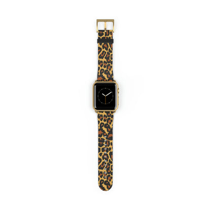 Leopard Apple Watch Band, Cheetah Print Designer Vegan Faux Leather Straps 38mm 40mm 42mm 44mm Size Series 1 2 3 4 5 6 7 SE Women