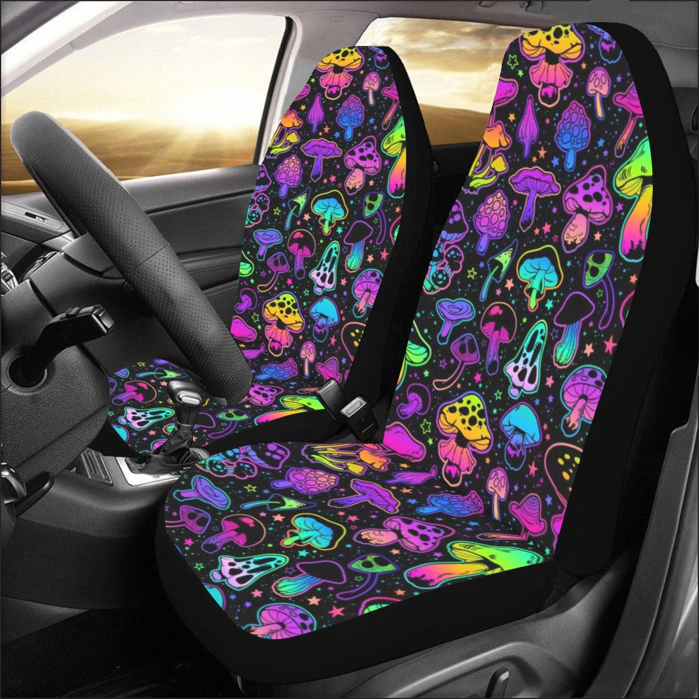 Groovy Mushroom Car Seat Covers for Vehicle 2 pc, Magic Trippy Hippie Cute Front Car SUV Vans Canvas Women Truck Protector Accessory Starcove Fashion