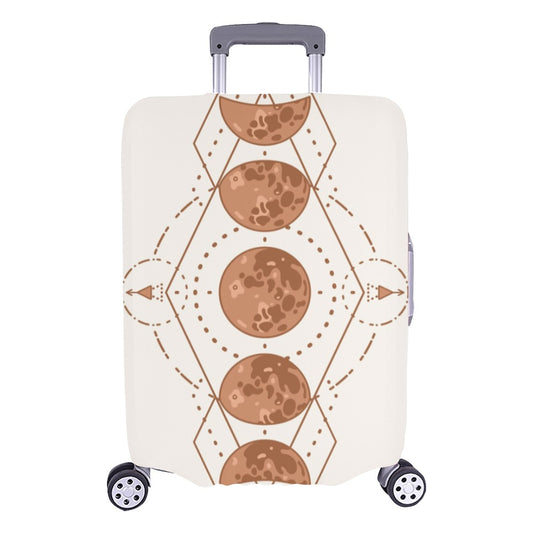 Moon Phases Luggage Cover, Half Full Spiritual Boho Bohemian Suitcase Hard Bag Protector Washable Wrap Large Small Travel Gift