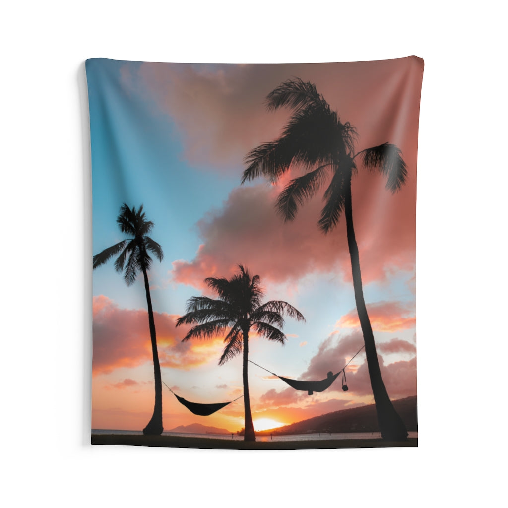 Palm tree Hawaii Tapestry, Sunset Island Hammock Vertical  Indoor Wall Art Hanging Large Small Decor Home Dorm Room Gift Starcove Fashion