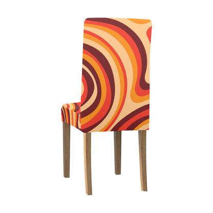 Retro 70s Dining Chair Seat Covers, Brown Orange Vintage 1970s Wavy Groovy Stretch Slipcover Furniture Dining Room Stool Home Decor Starcove Fashion