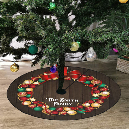 Custom Christmas Tree Skirt, Personalized Family Name Vintage Stand Small Large Base Washable Cover Home Decor Decoration Party