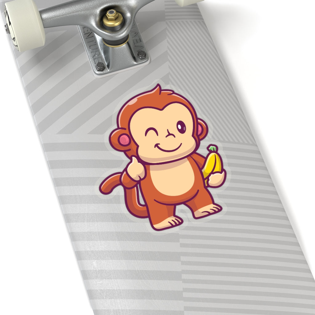 Monkey Sticker, Animal Banana Laptop Decal Vinyl Cute Waterbottle Tumbler Car Waterproof Bumper Aesthetic Die Cut Wall Mural Starcove Fashion