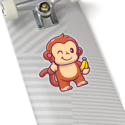 Monkey Sticker, Animal Banana Laptop Decal Vinyl Cute Waterbottle Tumbler Car Waterproof Bumper Aesthetic Die Cut Wall Mural Starcove Fashion