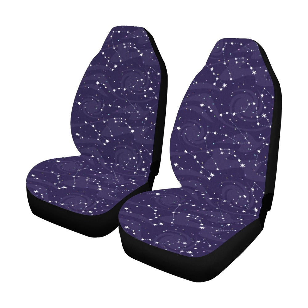 Constellation Space Car Seat Covers 2 pc, Blue Purple Galaxy Stars Pattern Front Seat Covers SUV Seat Protector Accessory Decoration Starcove Fashion