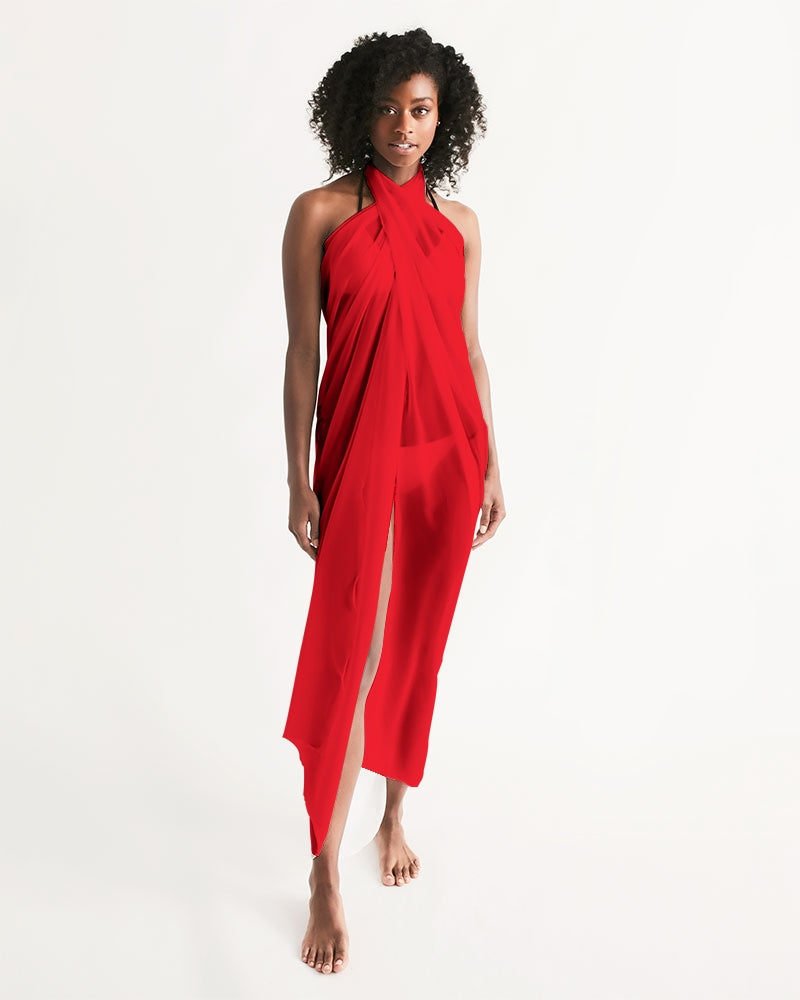 Red Swimsuit Cover Up Women, Beach Bathing Suit Rectangle Wrap Front Sarong Bikini Sexy Long Flowy Coverup Swimwear Beachwear