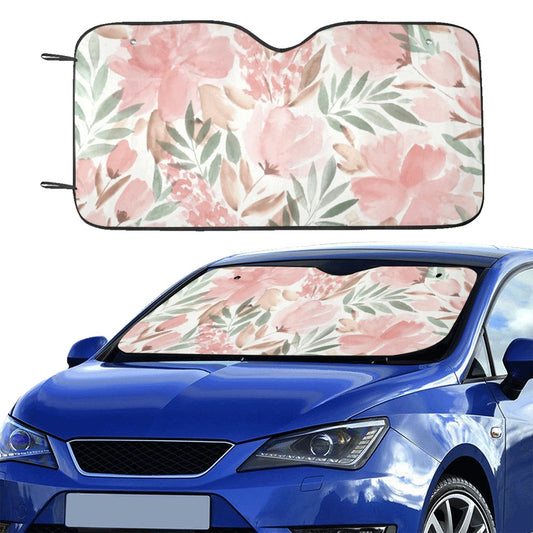 Watercolor Flowers Sun Windshield, Cute Floral Pastel Pink Car SUV Accessories Auto Shade Protector Front Window Visor Screen Cover Decor Starcove Fashion