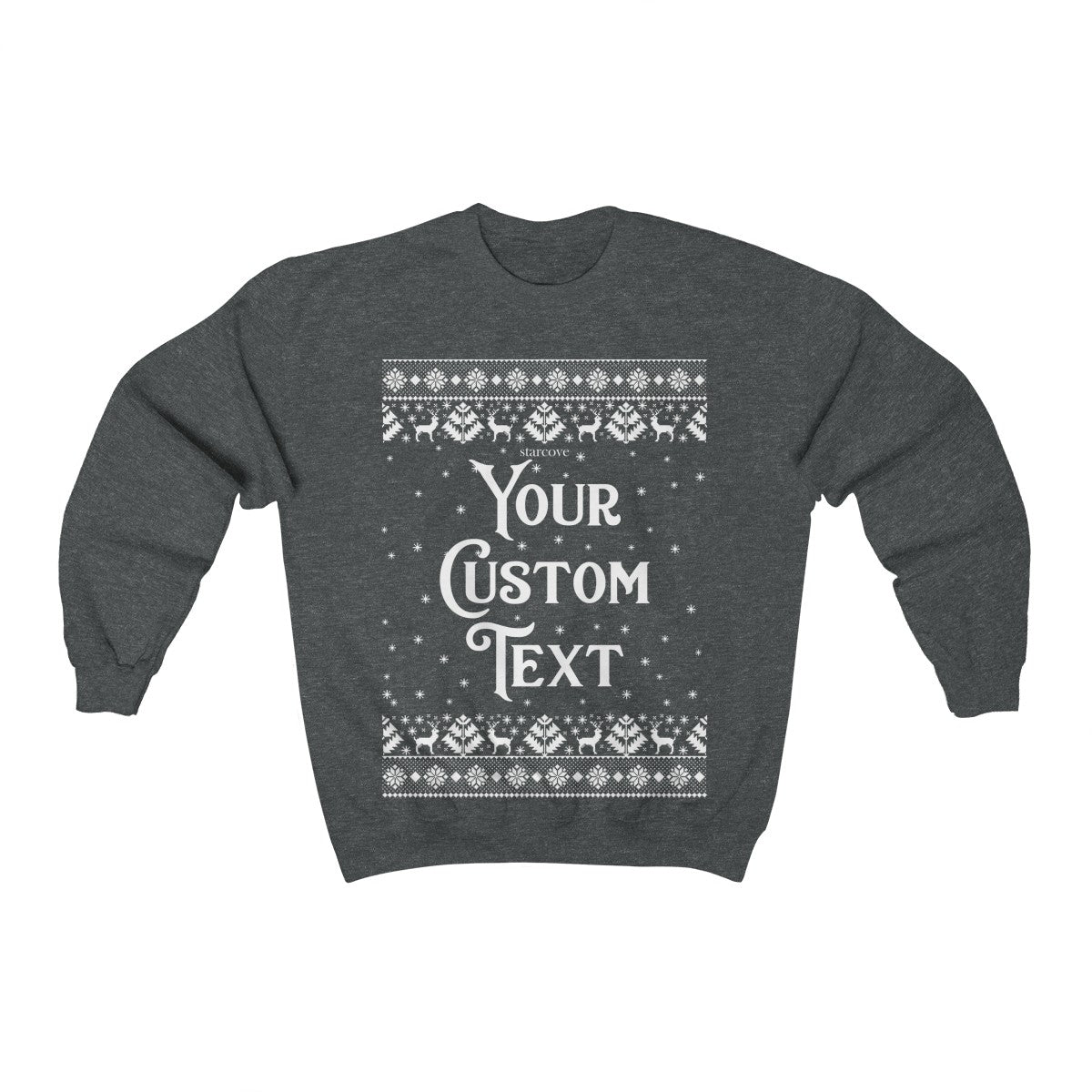 Custom Text Christmas Sweater, Holiday Xmas Merry Party Ugly Sweatshirt Personalized Text Family Name Holiday Matching Gift Starcove Fashion