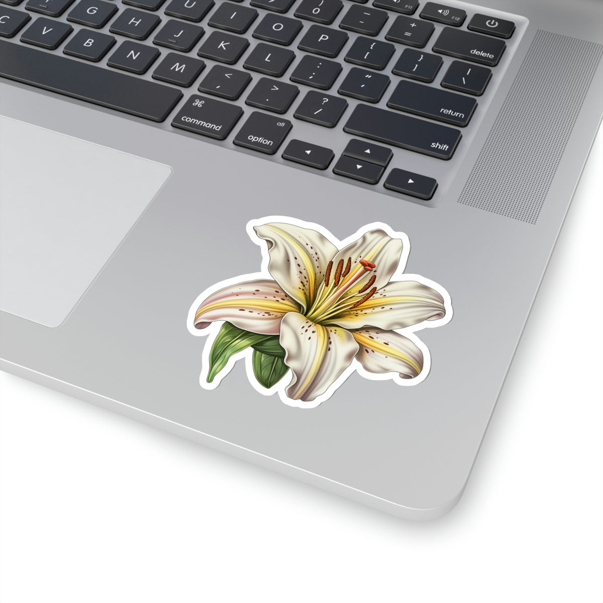 Lily Sticker Lily Flower Sticker, White Floral Art Laptop Decal Vinyl Cute Waterbot ...