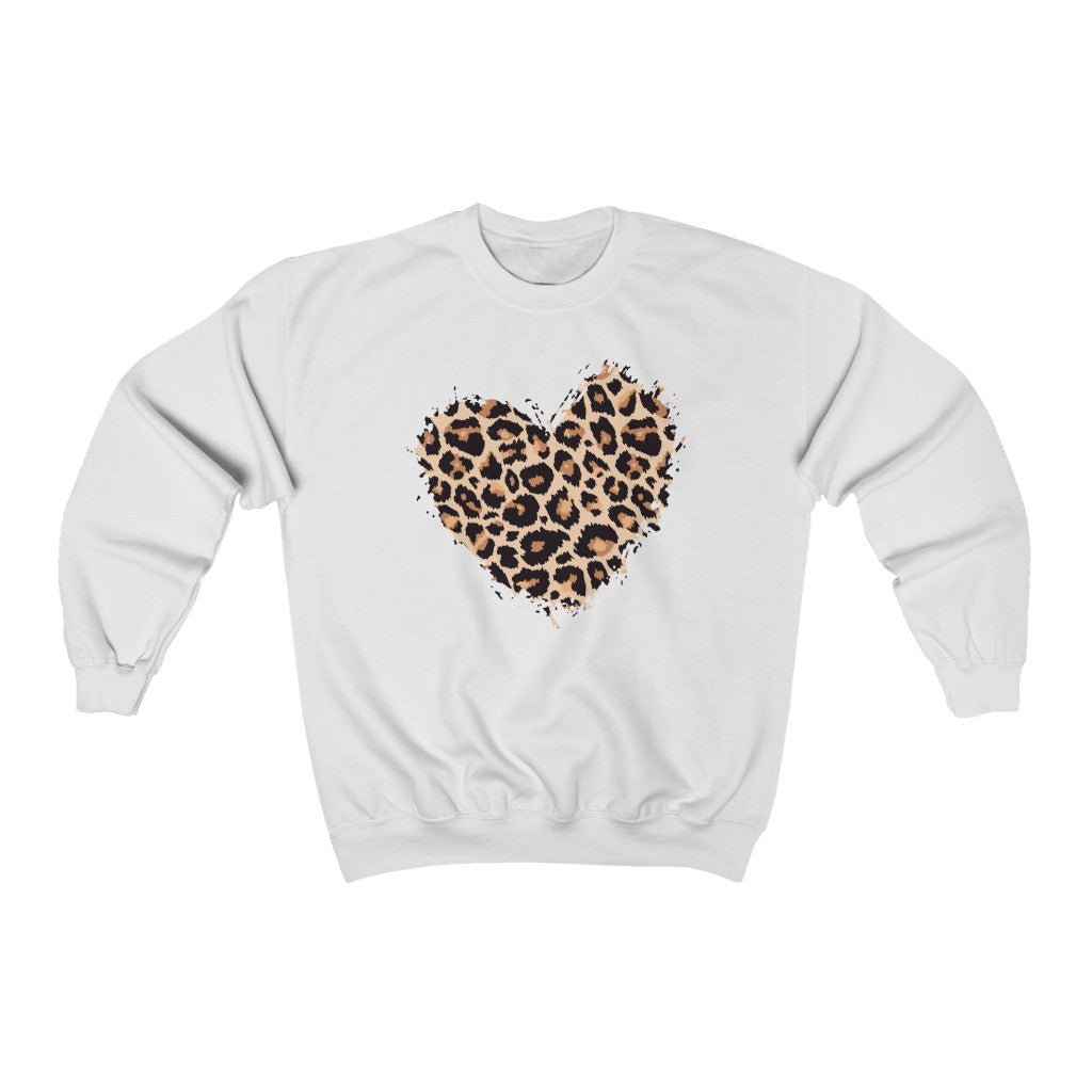 Leopard Heart Sweatshirt, Cheetah Graphic Valentines Day Crewneck Fleece Sweater Pullover Men Women Aesthetic Top Starcove Fashion