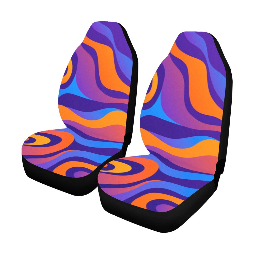 Psychedelic Seat Covers 2 pc, Colorful Party Groovy Trippy Funky Pattern Front Seat Covers Vehicle Car SUV Truck Seat Protector Accessory