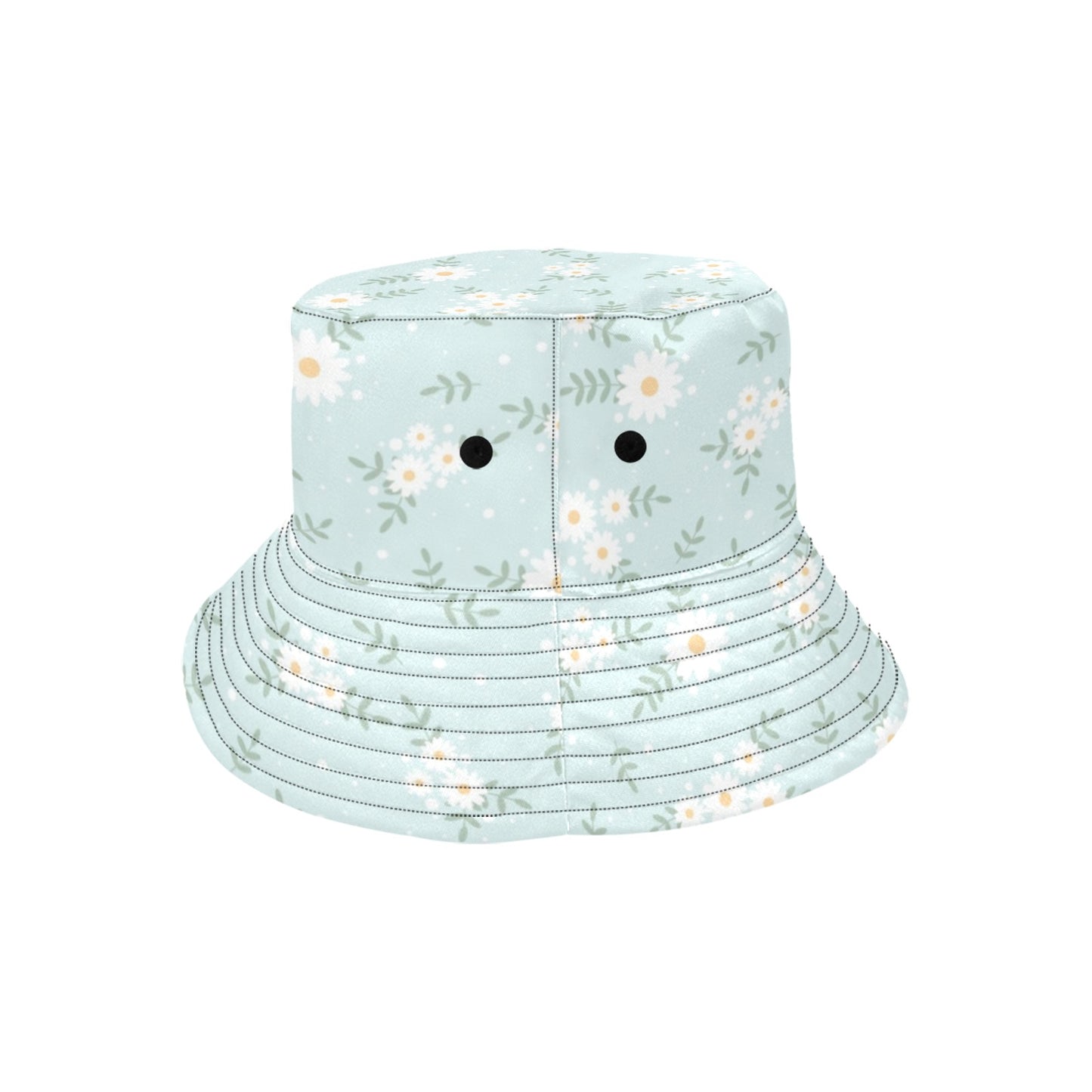 Daisy Flowers Bucket Hat, Retro Vintage Floral Pastel Summer Festival Cute Women Men Designer Beach Sun Shade Y2K Reversible Twill