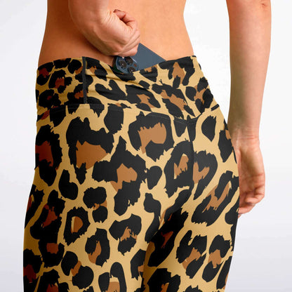 Leopard Flared Leggings, Animal Cheetah Print High Waisted Yoga Designer with Pockets Stretch Workout Sexy Flare Pants Starcove Fashion