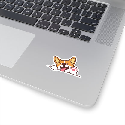 Cute Welsh Corgi Waving Paw Sticker,  Dog Vinyl Decal Label Phone Transparent Clear Small Large Cool Art Computer Hydro Flask Starcove Fashion