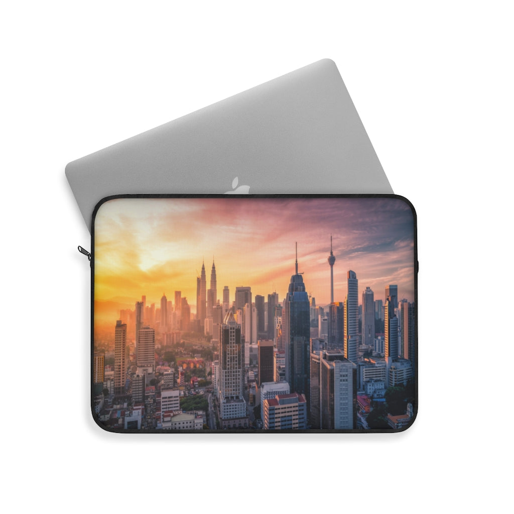 City Skyline Laptop Sleeve Case, Sunset Computer MacBook Pro 12 13 Air 15 inch Tablet Canvas Skin Bag Zipper Cover Starcove Fashion