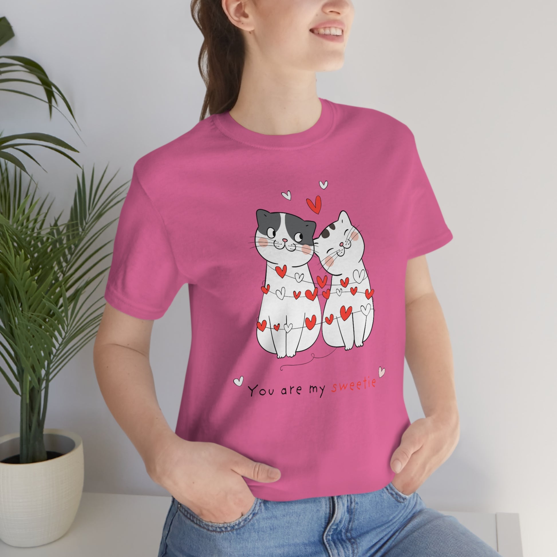Cats Valentine's Day Tshirt, Hearts Love Sweety Kittens Unisex Women Adult Aesthetic Graphic Crewneck Tee Shirt Her Top Starcove Fashion