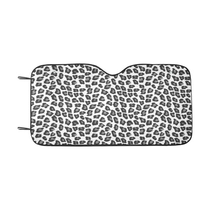 Snow Leopard Print Windshield Sun Shade, Animal Cheetah Black Car Accessories Auto Cover Protector Window Visor Screen Decor 55" x 29.53"