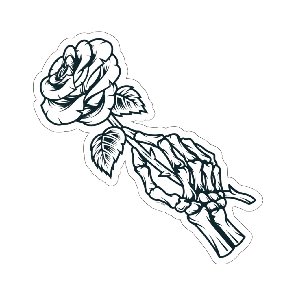 Skeleton Hand Rose Sticker, Tattoo Black White Transparent Cute Decal Label Phone Macbook Small Large Cool Art Computer Starcove Fashion