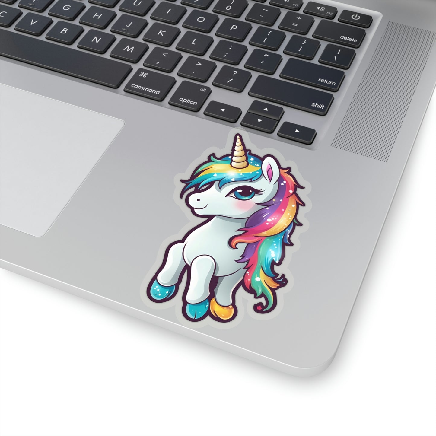 Unicorn Sticker, Rainbow Kawaii Art Laptop Decal Vinyl Cute Waterbottle Tumbler Car Waterproof Bumper Aesthetic Die Cut Wall Clear